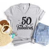 V-Neck Shirt-Fifty & Fabulous V-Neck-S-Athletic Heather-Jack N Roy