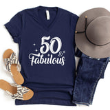 V-Neck Shirt-Fifty & Fabulous V-Neck-S-Navy-Jack N Roy