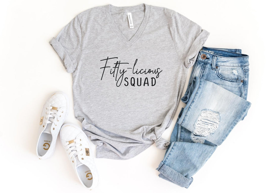 V-Neck Shirt-Fifty-licious SQUAD V-Neck-S-Athletic Heather-Jack N Roy