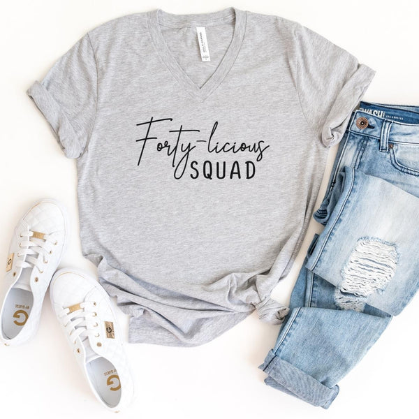 V-Neck Shirt-Forty-licious SQUAD V-Neck-S-Athletic Heather-Jack N Roy