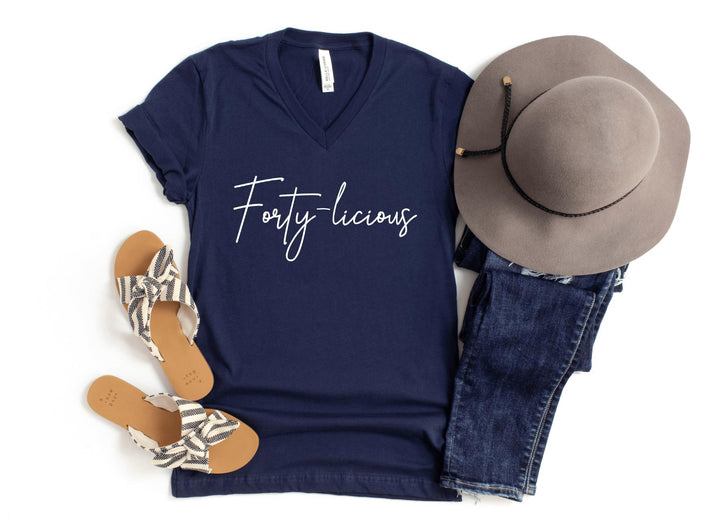 V-Neck Shirt-Forty-licious V-Neck-S-Navy-Jack N Roy