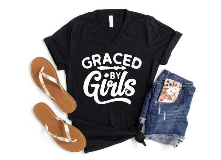 V-Neck Shirt-Graced By Girls V-Neck-S-Black-Jack N Roy