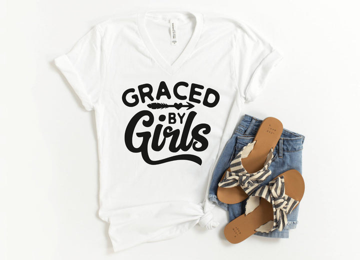 V-Neck Shirt-Graced By Girls V-Neck-S-White-Jack N Roy