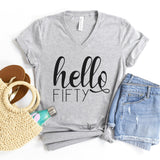 V-Neck Shirt-Hello Fifty V-Neck-S-Athletic Heather-Jack N Roy