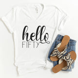 V-Neck Shirt-Hello Fifty V-Neck-S-White-Jack N Roy