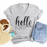 V-Neck Shirt-Hello Forty V-Neck-S-Athletic Heather-Jack N Roy
