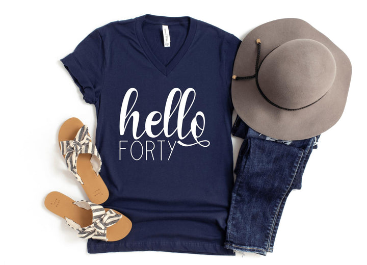 V-Neck Shirt-Hello Forty V-Neck-S-Navy-Jack N Roy