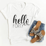 V-Neck Shirt-Hello Forty V-Neck-S-White-Jack N Roy