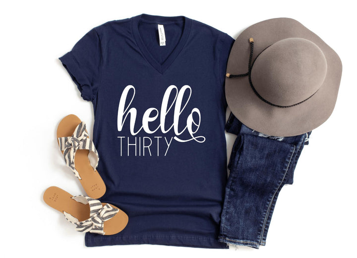 V-Neck Shirt-Hello Thirty V-Neck-S-Navy-Jack N Roy