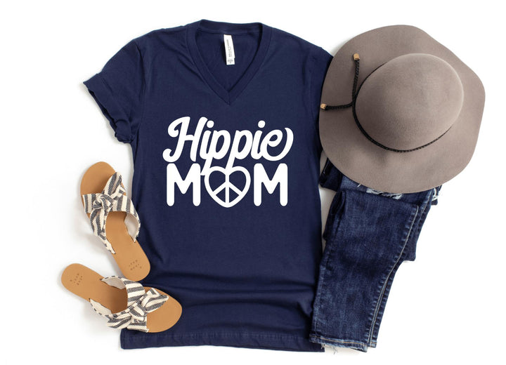 V-Neck Shirt-Hippie Mom V-Neck-S-Navy-Jack N Roy