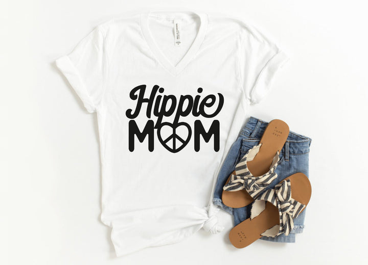 V-Neck Shirt-Hippie Mom V-Neck-S-White-Jack N Roy