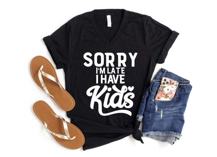 V-Neck Shirt-I Have Kids! V-Neck-S-Black-Jack N Roy