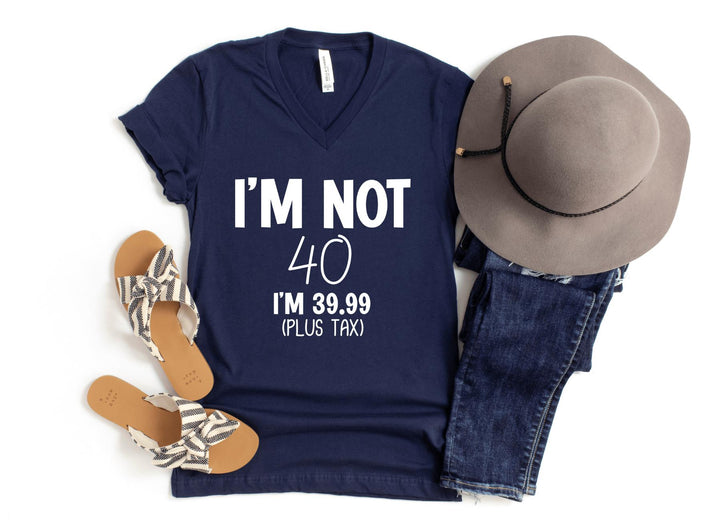V-Neck Shirt-I'm Not Forty V-Neck (Customize Your Age)-S-Navy-Jack N Roy