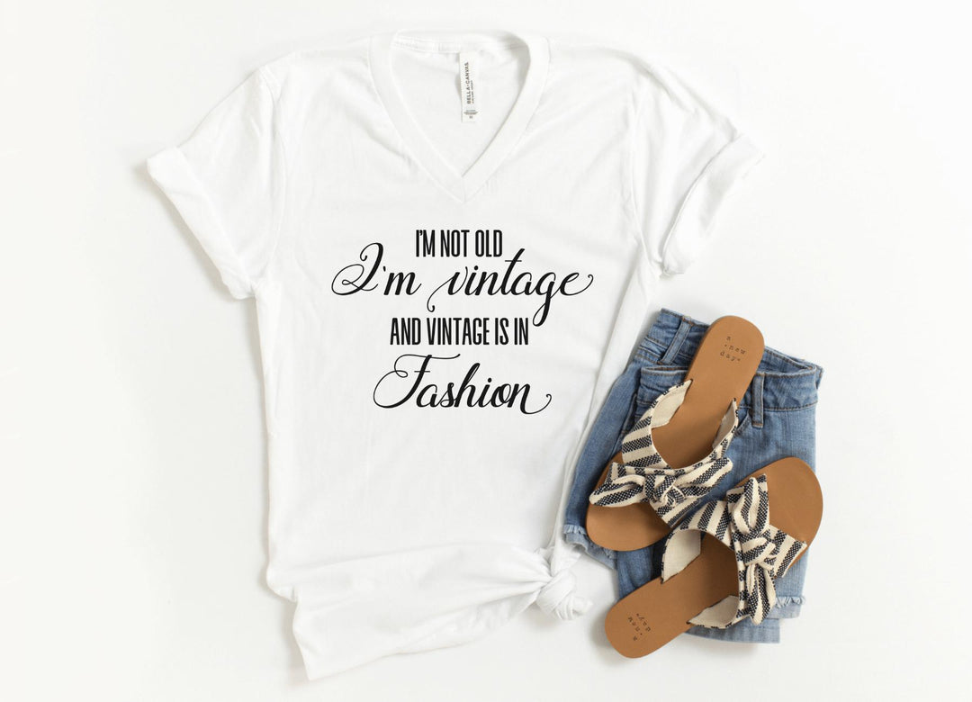 V-Neck Shirt-I'm Not Old, I'm Vintage V-Neck-S-White-Jack N Roy