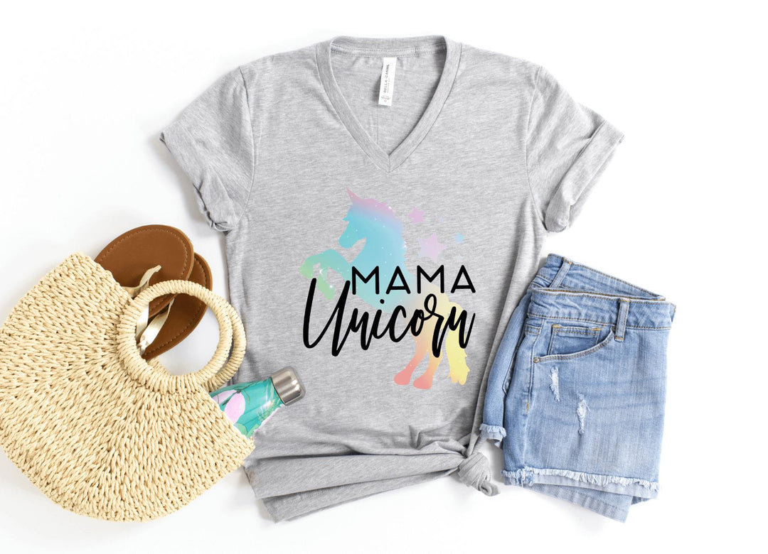 V-Neck Shirt-Mama Unicorn V-Neck-S-Athletic Heather-Jack N Roy