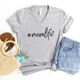 V-Neck Shirt-#momlife V-Neck-S-Athletic Heather-Jack N Roy