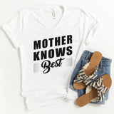 V-Neck Shirt-Mother Knows Best V-Neck-S-White-Jack N Roy