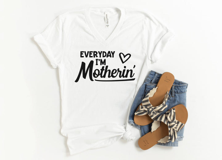 V-Neck Shirt-Motherin' V-Neck-S-White-Jack N Roy