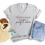 V-Neck Shirt-Never Apologize V-Neck-S-Athletic Heather-Jack N Roy