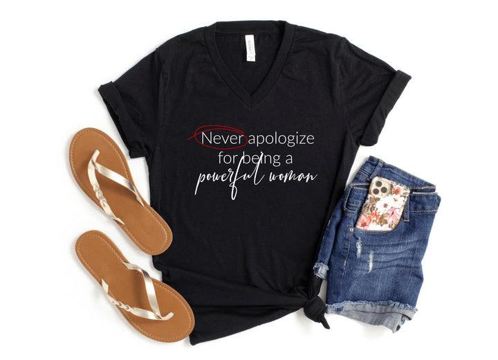 V-Neck Shirt-Never Apologize V-Neck-S-Black-Jack N Roy