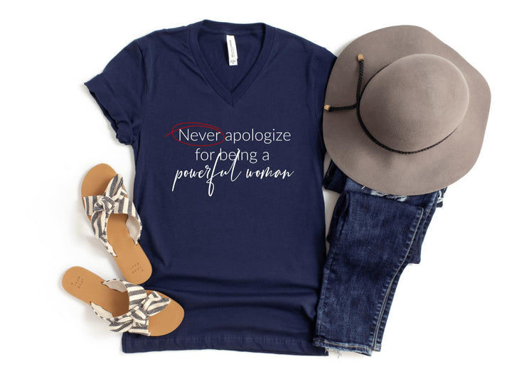 V-Neck Shirt-Never Apologize V-Neck-S-Navy-Jack N Roy