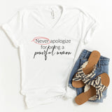 V-Neck Shirt-Never Apologize V-Neck-S-White-Jack N Roy