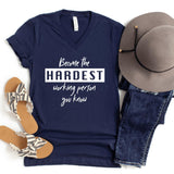 V-Neck Shirt-The Hardest Working Person V-Neck-S-Navy-Jack N Roy