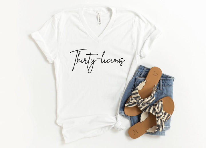 V-Neck Shirt-Thirty-licious V-Neck-S-White-Jack N Roy