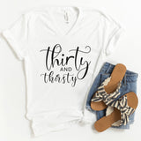 V-Neck Shirt-Thirty & Thirsty V-Neck-S-White-Jack N Roy