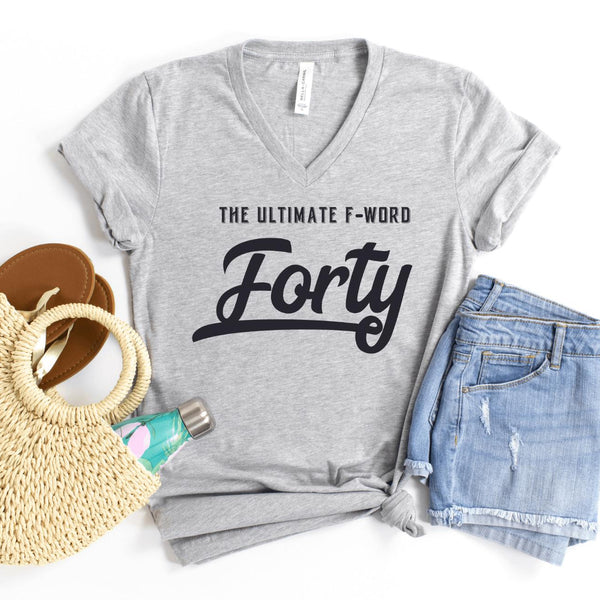V-Neck Shirt-Ultimate F-Word V-Neck-S-Athletic Heather-Jack N Roy