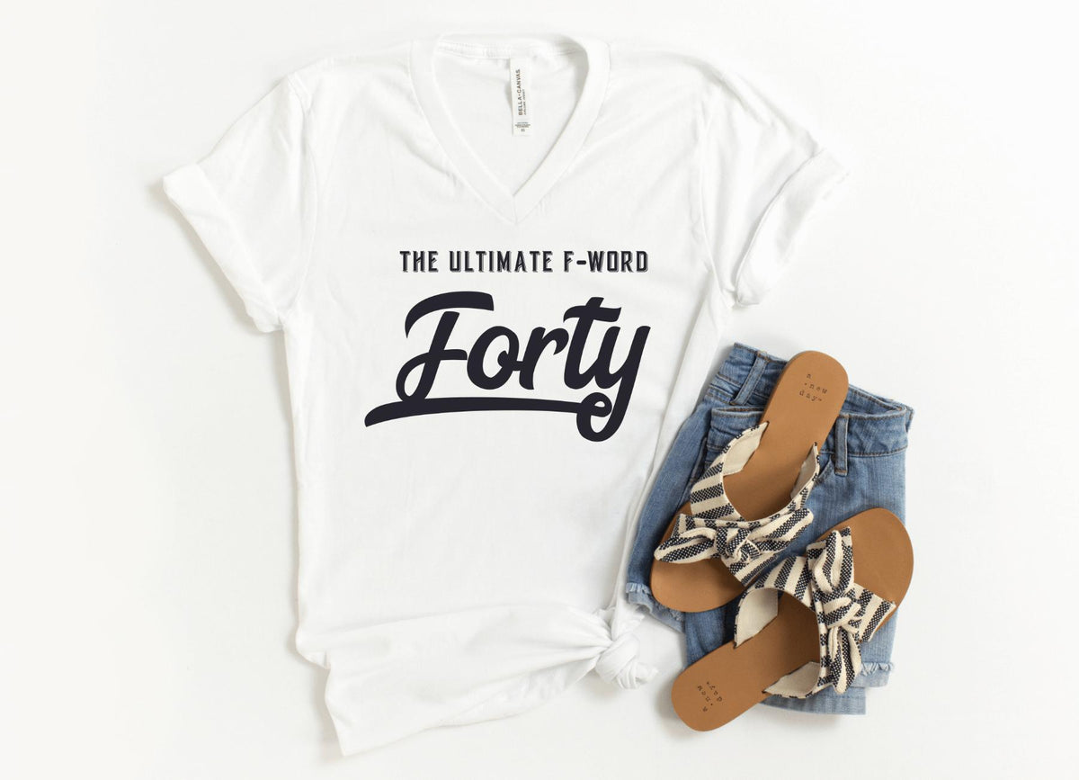 V-Neck Shirt-Ultimate F-Word V-Neck-S-White-Jack N Roy