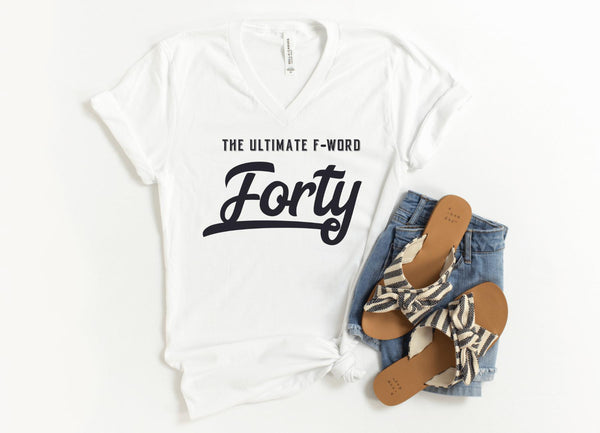 V-Neck Shirt-Ultimate F-Word V-Neck-S-White-Jack N Roy