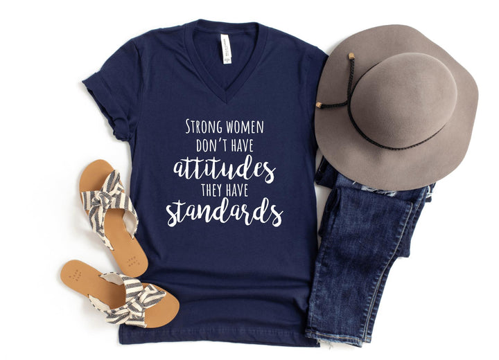 V-Neck Shirt-We Got Standards V-Neck-S-Navy-Jack N Roy