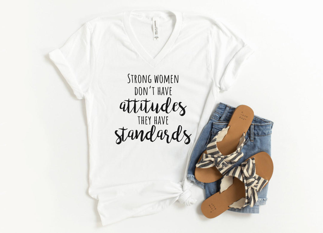 V-Neck Shirt-We Got Standards V-Neck-S-White-Jack N Roy
