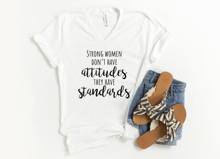 V-Neck Shirt-We Got Standards V-Neck-S-White-Jack N Roy